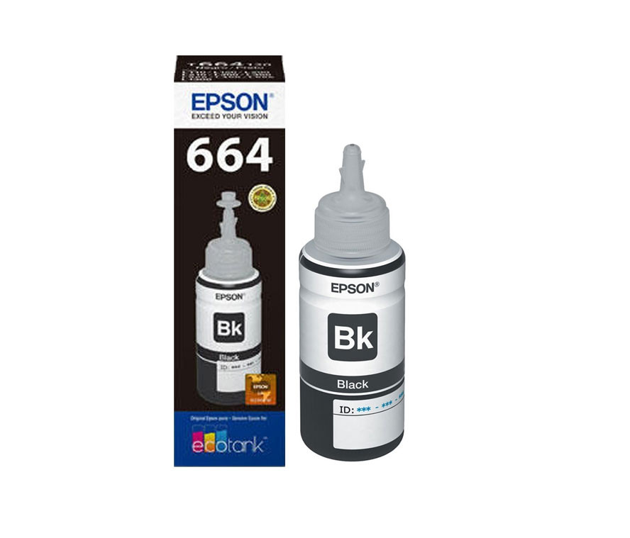 BOTELLA DE TINTA EPSON NEGRO 664 PARA IMPRESORA L110, L120, L200, L210,  L350, L355, L555, L1300 -